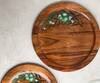 Shop_Floursha_Brown Acacia Wood Hand Paint Olive Circle Platter Single Pc_at_Aza_Fashions