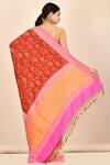 Shop_Nazaakat By Samara Singh_Red Hand Painted Banarasi Munga Silk Saree_at_Aza_Fashions