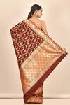 Shop_Nazaakat by Samara Singh_Brown Banarasi Silk Saree With Running Blouse Fabric_at_Aza_Fashions