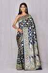 Buy_Nazaakat By Samara Singh_Blue Banarasi Silk Saree_at_Aza_Fashions