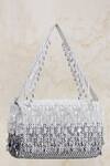 Lovetobag_Silver Japanese Beads Opal Crystal Embellished Flapover Clutch _Online_at_Aza_Fashions