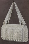 Lovetobag_White Crystals, Diamonds, Pearls Opal Bead Embellished Flapover Clutch _Online_at_Aza_Fashions