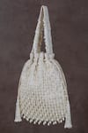 Lovetobag_Ivory Crystals, Diamonds, Zari Opal Bead Tassel Potli Bag _Online_at_Aza_Fashions