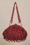 Buy_Lovetobag_Red Crystals, Diamonds, Beads Opal Tassel Clutch With Handle _at_Aza_Fashions