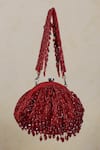 Lovetobag_Red Crystals, Diamonds, Beads Opal Tassel Clutch With Handle _Online_at_Aza_Fashions