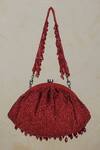 Shop_Lovetobag_Red Crystals, Diamonds, Beads Opal Tassel Clutch With Handle _at_Aza_Fashions