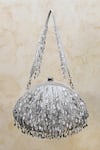 Buy_Lovetobag_Silver Crystals, Diamonds, Beads Opal Tassel Clutch With Handle _at_Aza_Fashions