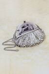 Lovetobag_Silver Crystals, Diamonds, Beads Opal Tassel Clutch With Handle _Online_at_Aza_Fashions