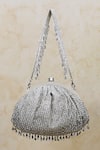 Shop_Lovetobag_Silver Crystals, Diamonds, Beads Opal Tassel Clutch With Handle _at_Aza_Fashions