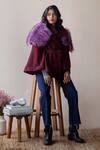 Buy_Rhe-Ana_Purple Poly , Wool Blend Shirt Collar Saz Cape _at_Aza_Fashions