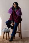 Buy_Rhe-Ana_Purple Poly , Wool Blend Shirt Collar Saz Cape _Online_at_Aza_Fashions