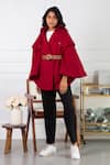 Buy_Rhe-Ana_Maroon Poly , Wool Blend Shirt Collar Jaz Cape _Online_at_Aza_Fashions