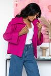 Rhe-Ana_Pink 80% Wool Blend Plain Spread Collar Goya Short Jacket _Online_at_Aza_Fashions