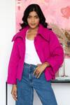 Buy_Rhe-Ana_Pink 80% Wool Blend Plain Spread Collar Goya Short Jacket _Online_at_Aza_Fashions