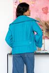 Shop_Rhe-Ana_Blue 80% Wool Blend Plain Spread Collar Goya Short Jacket _at_Aza_Fashions