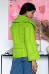 Shop_Rhe-Ana_Green 80% Wool Blend Plain Spread Collar Goya Short Jacket _at_Aza_Fashions