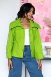 Buy_Rhe-Ana_Green 80% Wool Blend Plain Spread Collar Goya Short Jacket _Online_at_Aza_Fashions