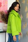 Rhe-Ana_Green 80% Wool Blend Plain Spread Collar Goya Short Jacket _at_Aza_Fashions