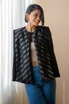 Buy Rhe-Ana Black Lining 100% Poly, Poly/pu Chevron Round Embellished Cape Online at Aza Fashions Buy_Rhe-Ana_Black Lining 100% Poly, Poly/pu Chevron Round Embellished Cape _Online_at_Aza_Fashions