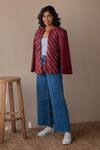 Rhe-Ana_Maroon Lining 100% Poly, Poly/pu Chevron Round Embellished Cape _Online_at_Aza_Fashions