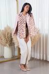 Rhe-Ana_Pink Lining 100% Poly, Poly/pu Chevron Round Embellished Cape _Online_at_Aza_Fashions