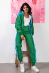 Buy_Rhe-Ana_Green 100% Polyester Embellished Fur Open Midge Jacket And Joggers Set  _at_Aza_Fashions