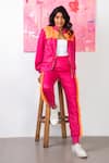 Buy_Rhe-Ana_Pink 100% Polyester Embellished Fur Open Midge Jacket And Joggers Set  _Online_at_Aza_Fashions