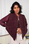 Shop_Rhe-Ana_Brown Cotton Macrame Open Tammy Jacket  _at_Aza_Fashions