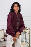 Buy_Rhe-Ana_Brown Cotton Macrame Open Tammy Jacket  _Online_at_Aza_Fashions