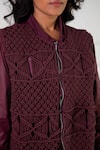 Rhe-Ana_Brown Cotton Macrame Open Tammy Jacket  _at_Aza_Fashions