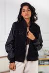 Buy_Rhe-Ana_Black Cotton, Polyester Macrame Open Tammy Jacket _Online_at_Aza_Fashions