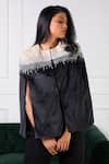 Shop_Rhe-Ana_Black 100% Polyester Crystal Open Kaya Embellished Cape _at_Aza_Fashions