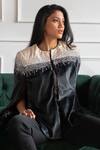 Rhe-Ana_Black Polyester Kaya Embellished Cape_at_Aza_Fashions