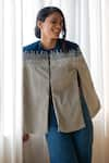 Rhe-Ana_Grey 100% Polyester Embellished Crystal Open Kaya Cape  _Online_at_Aza_Fashions