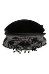 Shop_The Leather Garden_Black Embroidery Orchid Embellished Potli Bag With Sling _Online_at_Aza_Fashions