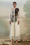 Buy_Febo6_White Organza Panelled Trousers _at_Aza_Fashions