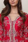 Osaa by Adarsh_Red Silk Embroidered Jacket And Palazzo Set _at_Aza_Fashions