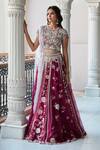 Buy_Osaa By Adarsh_Purple Organza Silk Round Hand Embroidered Bridal Lehenga Set_at_Aza_Fashions