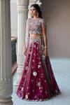Shop_Osaa By Adarsh_Purple Organza Silk Round Hand Embroidered Bridal Lehenga Set_at_Aza_Fashions