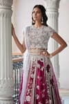 Osaa By Adarsh_Purple Organza Silk Round Hand Embroidered Bridal Lehenga Set_Online_at_Aza_Fashions
