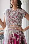 Buy_Osaa By Adarsh_Purple Organza Silk Round Hand Embroidered Bridal Lehenga Set_Online_at_Aza_Fashions