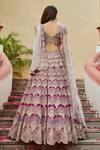 Shop_Osaa by Adarsh_Purple Mulberry Embroidery V Neck Bridal Lehenga Set _at_Aza_Fashions