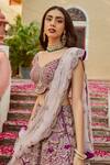 Osaa by Adarsh_Purple Mulberry Embroidery V Neck Bridal Lehenga Set _Online_at_Aza_Fashions