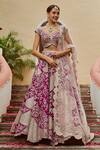 Buy_Osaa by Adarsh_Purple Mulberry Embroidery V Neck Bridal Lehenga Set _at_Aza_Fashions