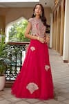 Buy_Osaa by Adarsh_Pink Organza Embroidery Zardozi Round Lehenga Set  _at_Aza_Fashions