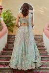 Shop Osaa By Adarsh Blue Tissue Organza Sweetheart Neck Embroidered Bridal Lehenga Set at Aza Fashions Shop_Osaa By Adarsh_Blue Tissue Organza Sweetheart Neck Embroidered Bridal Lehenga Set_at_Aza_Fashions