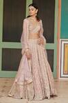 Osaa By Adarsh Pink Tissue Organza V Neck Embroidered Bridal Lehenga Set Online at Aza Fashions Osaa By Adarsh_Pink Tissue Organza V Neck Embroidered Bridal Lehenga Set _Online_at_Aza_Fashions