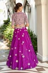 Shop_Osaa by Adarsh_Purple Organza Embroidery Thread Round Blouse And Lehenga Set  _at_Aza_Fashions