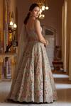 Shop_Osaa By Adarsh_White Organza Floral Pattern Sweetheart Hand Embroidered Bridal Lehenga Set_at_Aza_Fashions