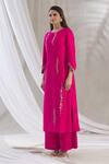 Osaa by Adarsh_Pink Embroidered Silk Kurta Palazzo Set_Online_at_Aza_Fashions